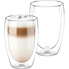 Wilmax Thermal Glasses, Double-Walled Glasses, Latte Macchiato, Cappuccino Cups, Drinking Glasses, Coffee Glasses, Iced Coffee Cup, Water Glasses, 400 ml, Set of 2