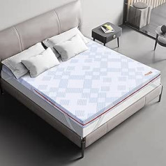 Maxzzz Viscoelastic Topper 135 x 190 x 7.5 cm Mattress Topper with Improved Ventilation, Unique Pressure Relief Zone for Better Sleep, Hypoallergenic Material, with Removable Cover