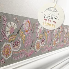 ANNA WAND Self-Adhesive Border for Children's Room – Wall Border Children's Room Baby Room 450 x 11.5 cm – Wallpaper Border as Wall Decoration Girls Boys Fine Flowers Beige/Pink/Orange