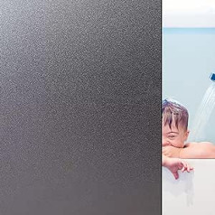 HOMTOL Privacy Film Window Film Static Frosted Glass Film 60 x 200 cm Grey Self-Adhesive Opaque Sun Protection Protection Privacy Anti-Peep Film for Bathroom Living Room Conference Room