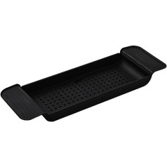 Bath Shelf, Bath Accessories with Drain Design, Breathable Without Moisture, Stable Placement, Can Hold a Variety of Items, Expandable Plastic Bathroom Shelf (Black)