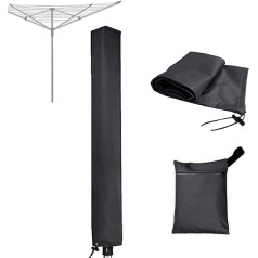 PJDH Rotary Clothes Line Cover Waterproof with Zip, 16 x 16 x 180 cm, Clothes Dryer Protective Cover for Rotary Clothes Line, Windproof Oxford Fabric, Black