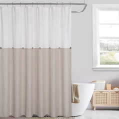 LuxFocus Shower Curtain for Bathroom Bath Curtain Washable Mildew Resistant Bath Curtain Textile Fabric Curtain for Shower with Decorative Buttons Shower Curtain Taupe 183 x 198 cm