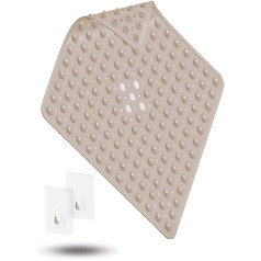 SilverRack Shower Mat Non-Slip 53 x 53 cm (Beige) - Non-Slip Shower Mat BPA Free for Children - Bath Mat Non-Slip Machine Washable and Mildew Resistant - Shower