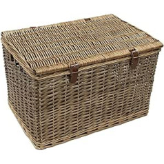 JVL Handmade Wicker Basket with Faux Leather Strap - Extra Large