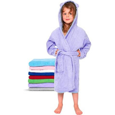 Twinzen Children's Bathrobe for Girls or Boys, 100% Cotton without Chemicals, Oeko-Tex® Certified, 2 Pockets, Belt, Hood with Ears