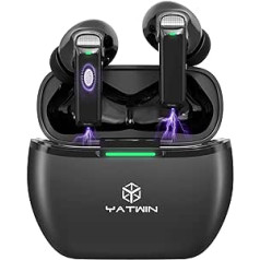 YATWIN Bluetooth 5.3 In-Ear Headphones Wireless with Built-in Microphone, ENC Clear Call Stereo Sound IPX7 Waterproof Wireless Headphones Sport 32 Hours Black