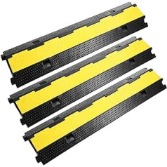 2-Channel Cable Bridge Set of 3 Hose Bridge Override Protection Cable Duct Floor Duct Bridge Ramp Protector Floor Cable Cover Made of Rubber