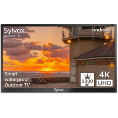 SYLVOX 65 Inch Outdoor TV 4K HDR Smart TV Voice Remote Control 2000nits Dolby Audio IP55 Waterproof Chromecast, DVB-T2/S2/C, DTV/ATV, 10bit 1.07Billion 178°Viewing Angle Pool Pro Series 2023