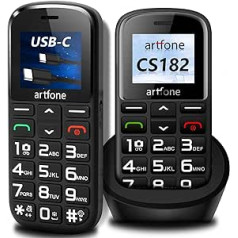 artfone mobile phone for seniors without contract | Dual SIM mobile phone with emergency call button | Phone for pensioners with large keys | GSM mobile phone | mobile phone with large buttons