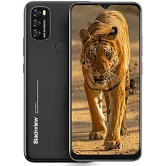 Blackview A70 Android 11 Smartphone without Contract, 6.5 Inch HD+ Display 5380 mAh Battery, 13MP + 5MP Dual Camera, 3GB + 32GB ROM, Dual SIM Mobile Phone, Black