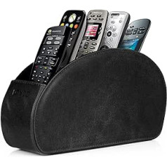 Londo Fernbedienungshalter mit 5 Taschen - Platz für DVD, Blu-Ray, TV, oder Apple TV Fernbedienungen - Italienisches Echtleder mit Wildlederfutter -Schlank Kompakt für die Aufbewahrung im Wohn