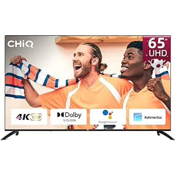 CHIQ 65 Inch Smart TV, 4K UHD TV, Dolby Vision, Android 11, HDR10, DBX-tv, Quad Core, Chromecast, Bluetooth, Google Assistant, Netflix, Prime Video, HDMI/USB/CI+, WiFi, Triple Tuner (DVB-T2/T/C/S2)