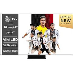 TCL 50QM8B 55 Inch QLED, Mniled TV, 4K HDR Premium 1300 nits, Smart Google TV with 144Hz Motion Clarity Pro and Onkyo 2.0 Sound