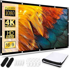 Osoeri Projector Screen 120 Inch Projection Screen, 16: 9 HD Foldable Projection Screen, Anti-Wrinkle Double-Sided Projection 265 x 149 cm, Portable Projection Screen for Home, School, Meeting