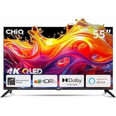 CHIQ Smart TV, 55 Inch (139 cm), 4K UHD TV, Android 11, Dolby Vision, Works with Alexa, Chromecast, Bluetooth, Google Assistant, Netflix, Prime Video, HDMI/USB/CI+, WiFi, Triple Tuner (DVB-T2/T/C/S2)