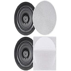 Pyle Deckenlautsprecher - Stereo-Heimkino-Lautsprecher - Wandlautsprecher Unterputz - 8-Zoll-Weiß 250 Watt, 2-Wege, (Paar) (PDIC86)