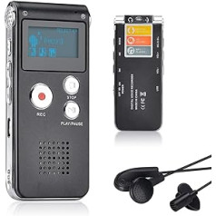 Lychee 8 GB LCD Screen Digital Voice Recorder Voice Recorder Voice Recorder for Study Conferences and Interviews MP3 Player (Black)