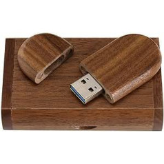 64GB 3.0 Oval USB Flash Drive with Wooden Box Walnut Wood