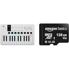 Arturia - MiniLab 3 - Universal MIDI Controller for Music Production & Amazon Basics - 128GB MicroSDXC Memory Card with SD Adapter A2 U3 100MB/s Max Read Speed - Black