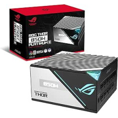 ASUS ROG Thor 850W Platinum II Power Supply (Aura Sync RGB Illumination, OLED Display, 135 mm Axial Tech Fan with PWM Control, 0dB Cooling, PCIe 5.0 Ready)