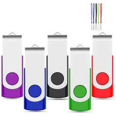EASTBULL USB 2.0 Thumb Flash Drives Flip Up Swivel Design Pen Memory Stick 5 Pieces Multi-colours 32GB