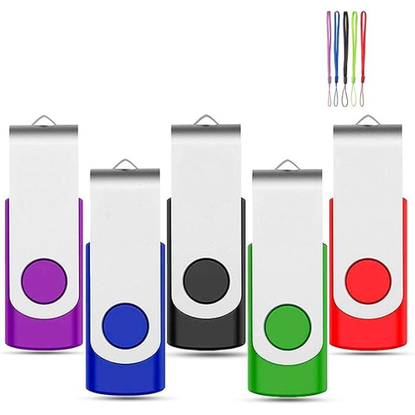EASTBULL USB 2.0 Thumb Flash Drives Flip Up Swivel Design Pen Memory Stick 5 Pieces Multi-colours 32GB