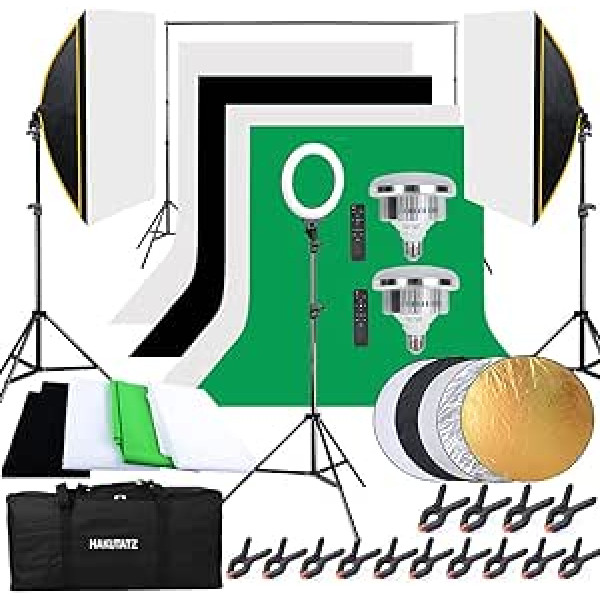 HAKUTATZ Professional Photo Studio Set Studio Light Studio Sets Background System Lamp Tripod Softbox Photography with Protective Case