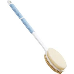 Wonsagain Back Scrubber Non Slip Long Handle for Shower Double Sided Back Brush with Stiff and Soft Bristles Body Scrub for Bath or Dry Brush