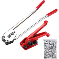 Strapping Band Binding Tool Set - Poly Strapping Tensioner, Cutter & Sealer, Manual Strapping Tool, Anchor Winch Set for 1/2-3/4 Wide PP Band, with 200 Locking Sleeves