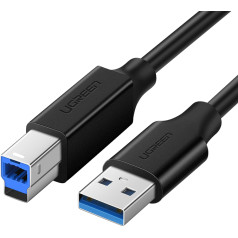 USB-A - USB-B 5Gb/s printera kabelis, 2m, melns