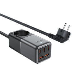 Acefast Galda lādētāja uzlādes stacija Z2 GaN 75W PD 3x USB-C 2x USB-A melns un pelēks