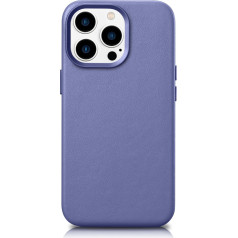 Icarer Dabīgās ādas vāciņš iPhone 14 Pro Max MagSafe Case Ādas gaiši violets