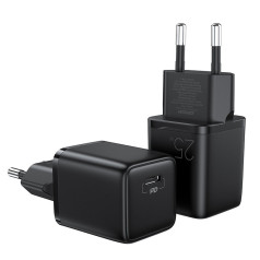 Mazais ātrais lādētājs USB-C PD 5-12V 25W barošanas avots - melns