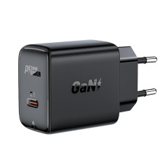 Acefast GaN USB-C 30W PD QC 3.0 AFC FCP sienas lādētājs melns