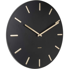 Karlsson Wanduhr Charm Stahl Schwarz mit Gold 45x3.5cm,Einheitsgröße