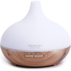 Asakuki Aroma Diffuser for Fragrance Oils, 300 ml Premium Ultrasonic Humidifier for Aromatherapy Oils with 7-Colour LED Light, BPA-Free for Bedroom, Office, Spa