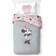 Jay Franco Disney Minnie One of a Kind 100% Cotton Children's Bedding Set 135 x 200 cm Single Bed Size - Duvet Cover + Pillowcase 50 x 70 cm