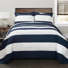 Lush Decor Quilt Set, Navy/White, Twin
