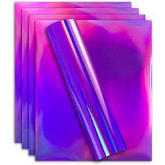 Pumpkin Brother Iridescent Holographic Stretchable Metallic Heat Transfer Vinyl Pink Foil Iron on HTV Bundle for DIY Your Own Clothes 12 x 10 Inch Pack of 5 Sheets Eco Friendly