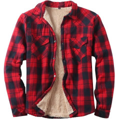 Longshirt Herren, Innenfleece Regular Fit Lässige Casual Hoody Hoodie Freizeit Verdicken Herren Kariert Mantel Langarmshirt Slim Fit Langarm Plaid Baumwolle Longsleeve Hemd