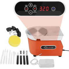 InLoveArts Improved Electric Pottery Wheel with LCD Display 25 cm 350 W Ceramic Work Clay Craft Double Control with Removable and Removable ABS Basin