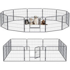 QRD Puppy Playpen Outdoor Enclosure Metal Puppy Run Dog Playpen for Dogs Puppies 12-Piece Fence Grid 60 cm