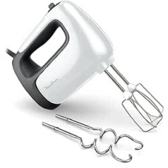 Moulinex Prep'Mix+ HM460110 Hand Mixer, Ideal for Light and Thick Preparations, Powerful Motor with 500 W, 5 Speed Levels, Turbo Setting, 2 Whisks, 2 Kneades, Stainless Steel