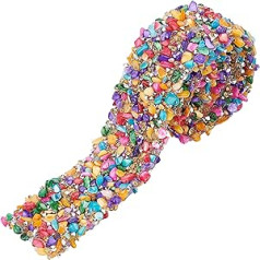 PandaHall Crystal Rhinestone Trim Hotfix Ribbon Colorful Artificial Gemstone Beads Iron on Applique Chain Embellishment Sewing Accessories for DIY Wedding Wedding Dress Shoes Phone Decor, 3.7cm Width