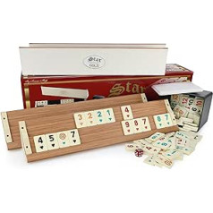 Original Star Rummy/Okey Gold aus Holz Plastik mit Melamin Steine Okey Takimi (Hell)