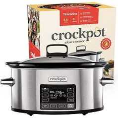 Crock-Pot TimeSelect Digital Slow Cooker | with Programmable Timer and Digital Display | 5.6L Capacity (for 7 People and More) | Keep Warm Function | Stainless Steel [CSC066X]