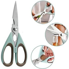 Kitchen Scissors, Premium Stainless Steel Chicken Bone Scissors with Blade Guard, Comfort Grip, Heavy Duty Cooking Scissors, Bottle Opener for Cut Meat, Vegetables, Herbs, Poultry, Bone, Fruit, Nut