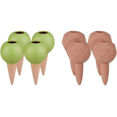 Relaxdays Clay Tips Watering & Watering Balls Clay, Set of 4, Thirst Balls Diameter 6 cm, Ceramic, Dosed Irrigation for Potted Plants, Terracotta, 11 x 6 x 6 cm