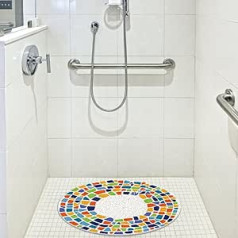 Tutamaz Safety Shower Mat, Non-Slip, 60 x 60 cm, Soft Comfort Bath Mats with Drainage Holes, PVC Loofah Shower Mats for Wet Areas, Quick Drying
